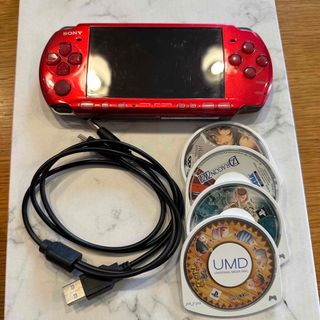 PSP 3000 本体 ラディアントレッド メモリーカード ソフト 付 訳あり品