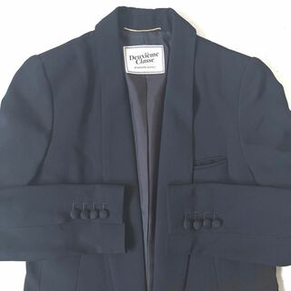 【ドゥーズィエムクラス】美品 日本製 ショールカラー ジャケット 羽織り 黒