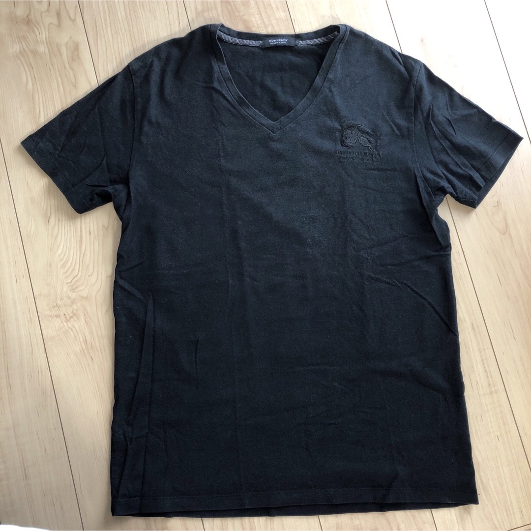 BURBERRY BLACK LABEL(バーバリーブラックレーベル)のバーバリーブラックレーベル　サイズ3 半袖　Tシャツ　黒　ブラック メンズのトップス(Tシャツ/カットソー(半袖/袖なし))の商品写真