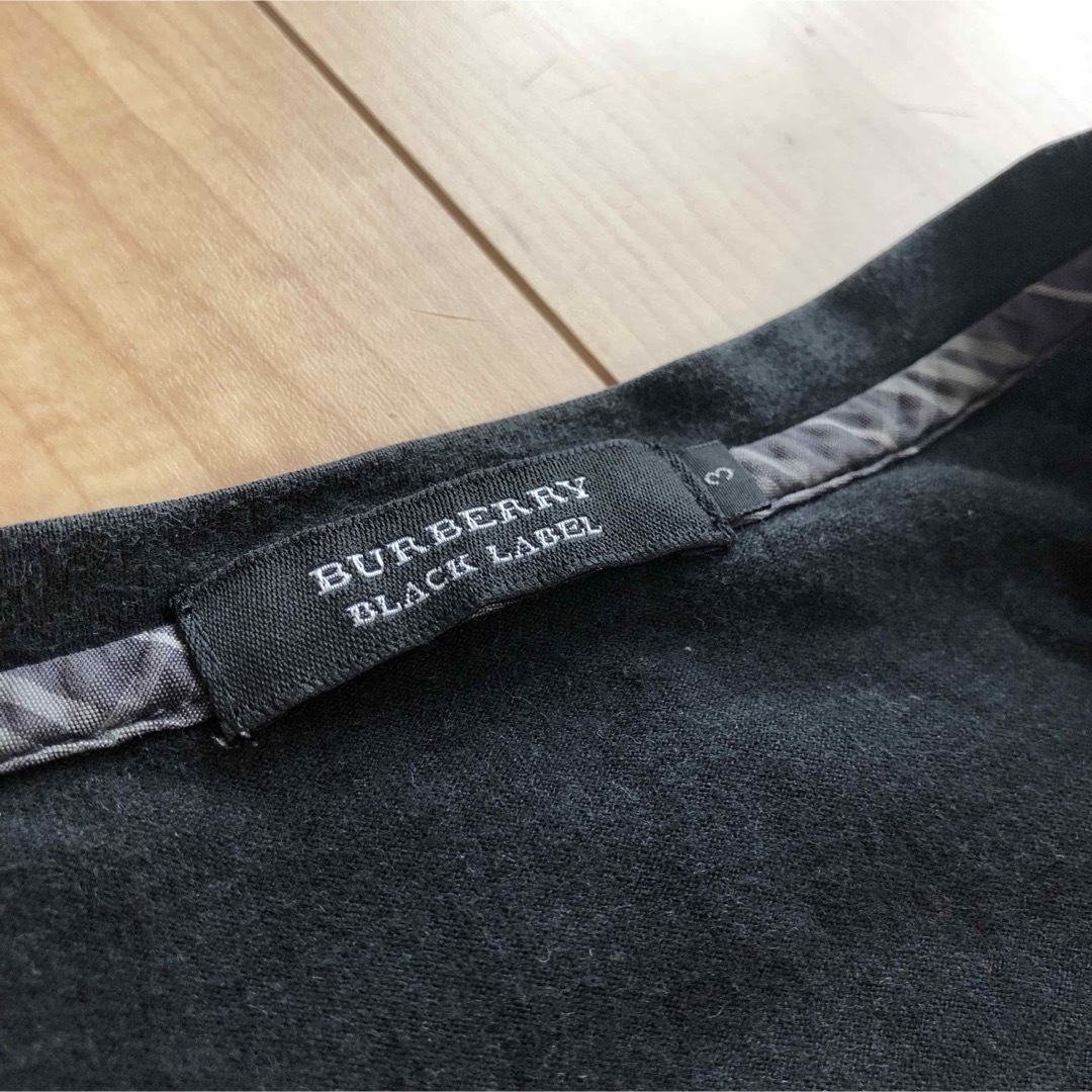 BURBERRY BLACK LABEL(バーバリーブラックレーベル)のバーバリーブラックレーベル　サイズ3 半袖　Tシャツ　黒　ブラック メンズのトップス(Tシャツ/カットソー(半袖/袖なし))の商品写真