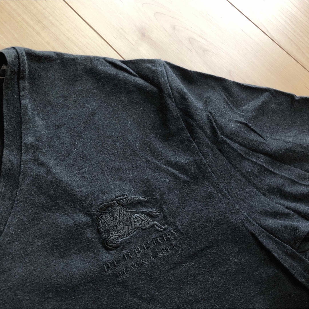 BURBERRY BLACK LABEL(バーバリーブラックレーベル)のバーバリーブラックレーベル　サイズ3 半袖　Tシャツ　黒　ブラック メンズのトップス(Tシャツ/カットソー(半袖/袖なし))の商品写真