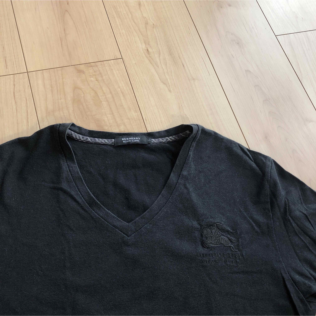 BURBERRY BLACK LABEL(バーバリーブラックレーベル)のバーバリーブラックレーベル　サイズ3 半袖　Tシャツ　黒　ブラック メンズのトップス(Tシャツ/カットソー(半袖/袖なし))の商品写真