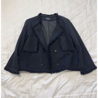 kit様専用　A.P.C フリンジツイードノーカラージャケット　ブラック　36