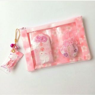 ⑨かわいく持ち歩く♡おまもりポーチ（さくら）　ペーパーポーチ　ハンドメイド(ポーチ)