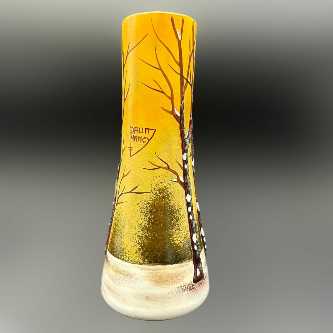 商品サイズドームナンシー 筒型　花瓶　高さ19cm 被せガラス　アンテルカレール　幹立体
