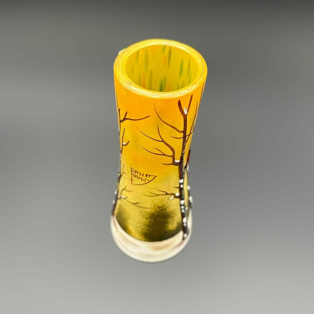 商品サイズドームナンシー 筒型　花瓶　高さ19cm 被せガラス　アンテルカレール　幹立体