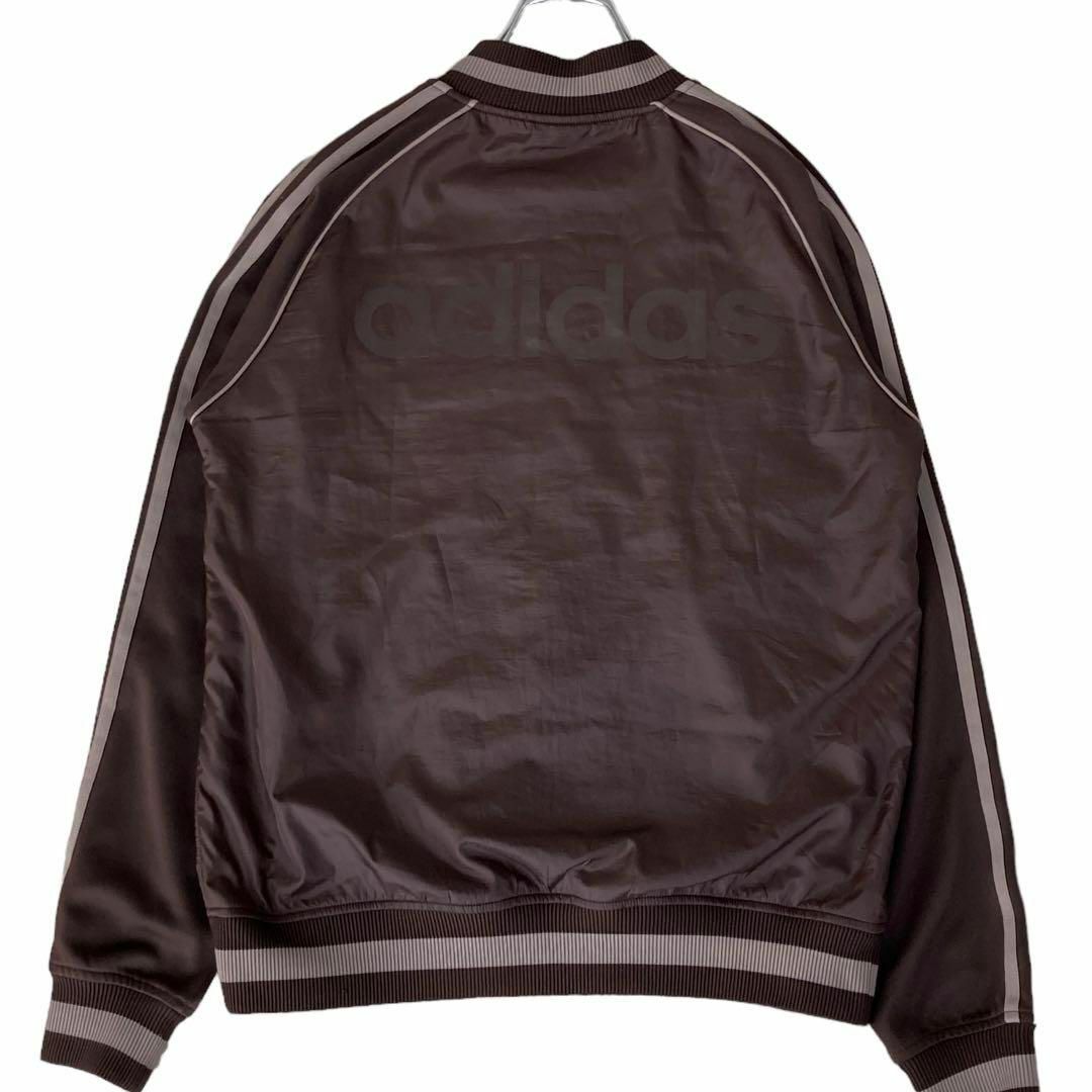 6166 adidas トラックジャケット ブラウン ナイロン切替バックプリント