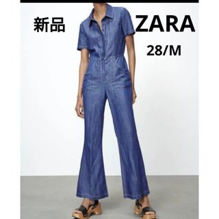 ザラ(ZARA)の【ZARA】ザラ　リネンブレンドオールインワン　ジャンプスーツ　デニム　新品　M(オールインワン)