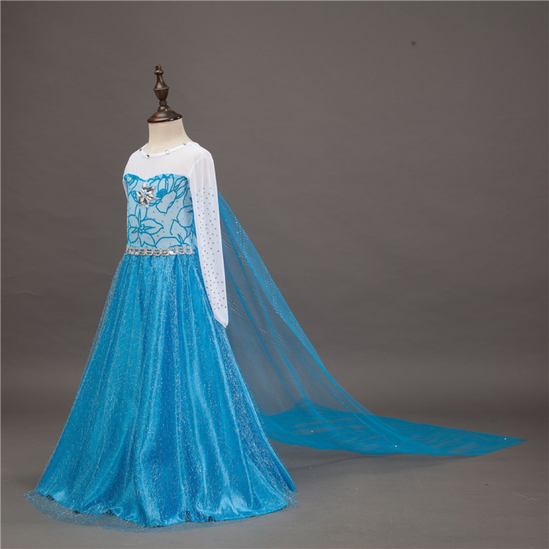 100 エルサ ドレス ワンピース プリンセス ドレス  三つ編み付き アナ雪2