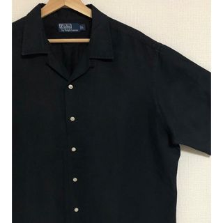 ポロラルフローレン(POLO RALPH LAUREN)の極美品ブラックLサイズ90s ポロ ラルフローレン 開襟 オープンカラー シャツ(シャツ)