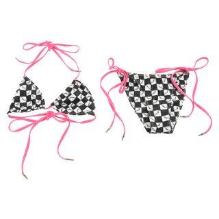 クロムハーツ(Chrome Hearts)のCHROME HEARTS クロムハーツ 99 EYE PRINT SWIMWEAR TOP & BOTTOM 99アイ スイムウェア ビキニ 水着 レディース ホワイト/ブラック/ピンク(セット/コーデ)