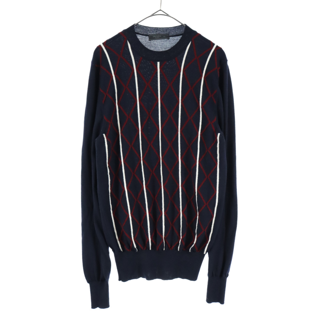 PRADA プラダ CREW-NECK CABLEKNIT AMA2 2017 120 クルーネック ウール ケーブルニット ネイビー