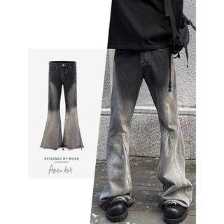 リックオウエンス(Rick Owens)のグラデーション　変形　デザイン　フレアパンツ　デニム(デニム/ジーンズ)