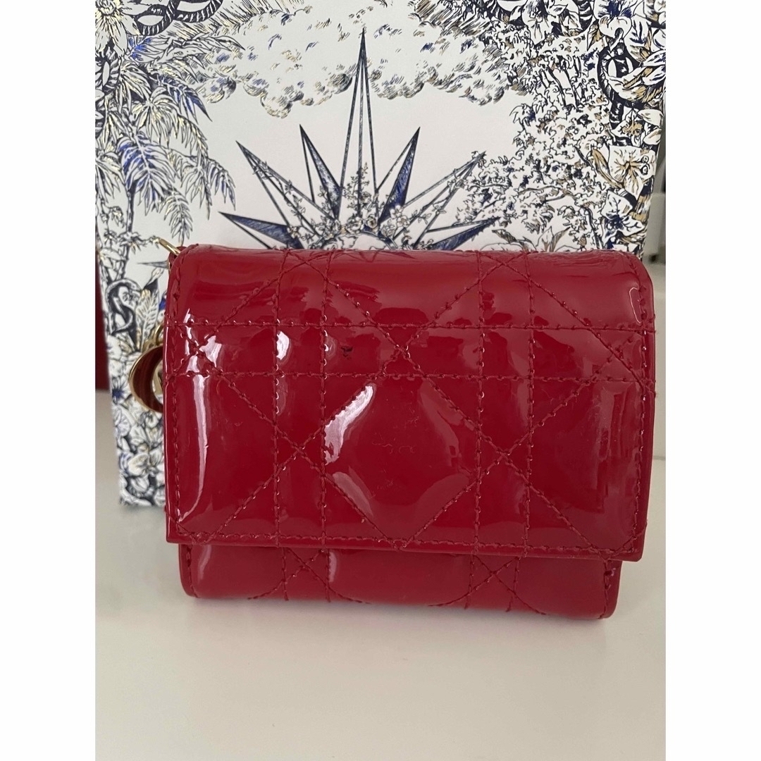 【極美品】Christian Dior 折り財布　ロゴグラム　CD柄　赤