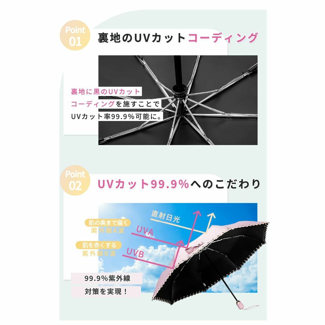 【色: ブルー星柄】日傘 レディース 折りたたみ傘 uvカット 100 遮光 遮 5