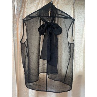 クラネ(CLANE)のCLANE SHEER RIBBON NO SLEEVE TOPS(シャツ/ブラウス(半袖/袖なし))