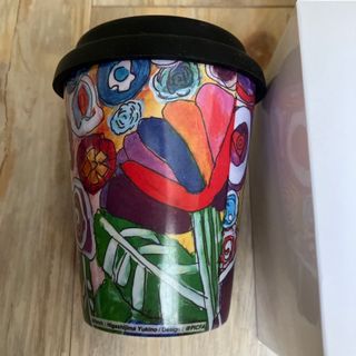 東島ゆきのさんデザイン　蓋付きメラニンタンブラー　花柄ボタニカルカラフル　非売品(タンブラー)