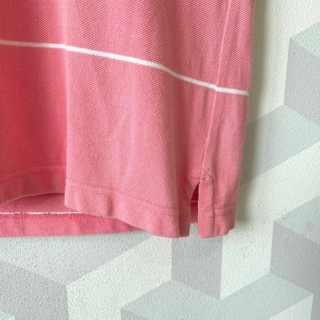 FRED PERRY(フレッドペリー)の【フレッドペリー】メンズM相当 ボーダー 刺繍ロゴ ポロシャツ ピンク メンズのトップス(ポロシャツ)の商品写真