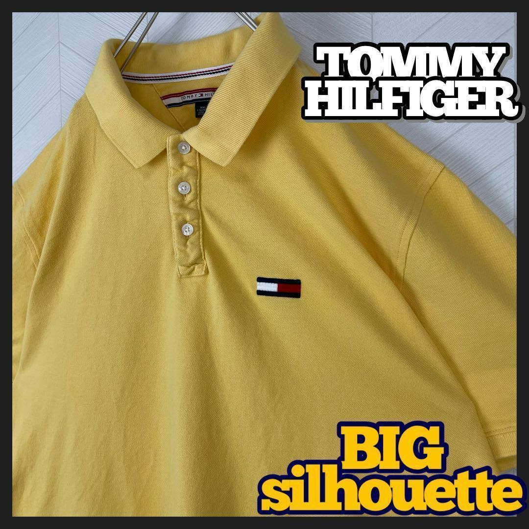 TOMMY HILFIGER - TOMMY HILFIGER ポロシャツ 半袖 イエロー 刺繍ロゴ ...