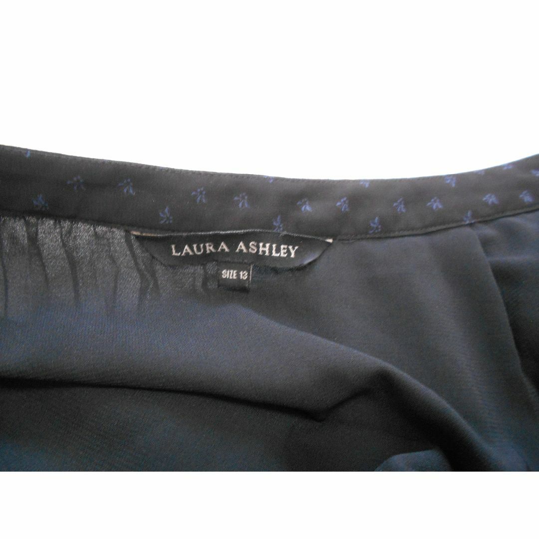 LAURA ASHLEY(ローラアシュレイ)の美品 送料無料！ ローラアシュレイ 黒 柄 シフォン プリーツ スカート 13号 レディースのスカート(ひざ丈スカート)の商品写真