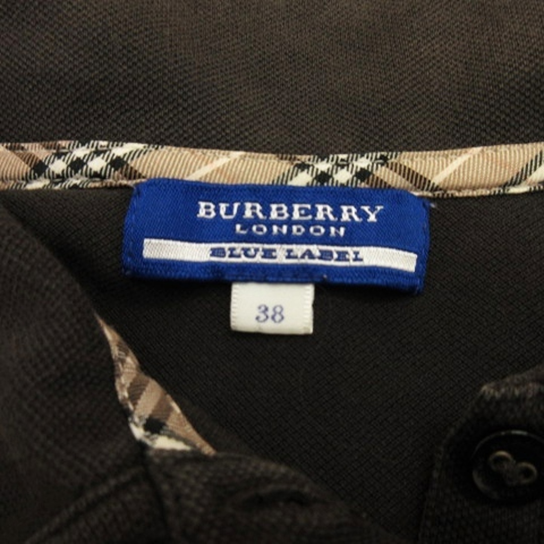 BURBERRY BLUE LABEL(バーバリーブルーレーベル)のバーバリーブルーレーベル ポロシャツ 半袖 ホース ロゴ刺繍 コットン 茶 M位 レディースのトップス(ポロシャツ)の商品写真