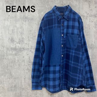 ビームス(BEAMS)のBEAMS ビームス シャツ インディゴチェック切替シャツ サイズL(シャツ)