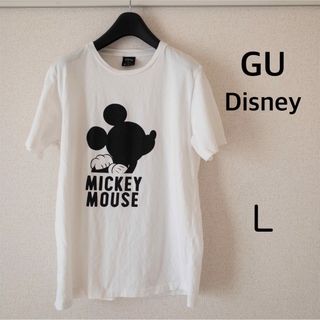 ジーユー(GU)のミッキー Tシャツ 白 L コットン100% GU(Tシャツ(半袖/袖なし))