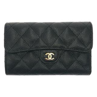 シャネル(CHANEL)の【美品】  CHANEL / シャネル | マトラッセ キャビアスキン クラシックフラップ ウォレット 三つ折り財布 | ー | ブラック | レディース(財布)