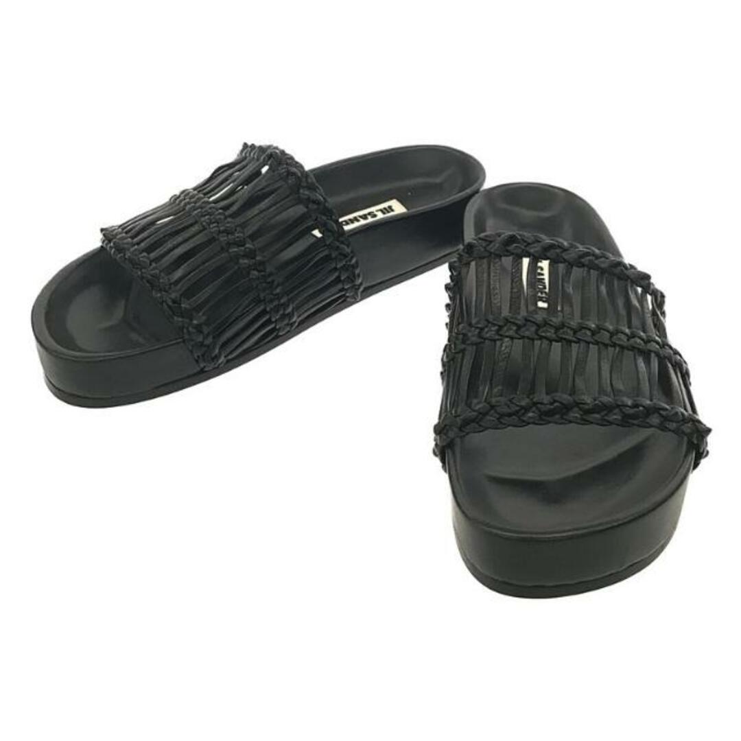 【美品】  JIL SANDER / ジルサンダー | LEATHER SANDAL 編み込み レザーサンダル | 36 | Black | レディース