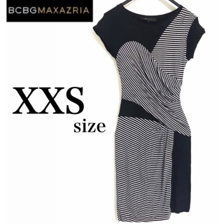 ビーシービージーマックスアズリア(BCBGMAXAZRIA)のBCBGMaxAzria ✨美品✨ 半袖 切替 ワンピース ビスチェ風 ボーダー(ミニワンピース)