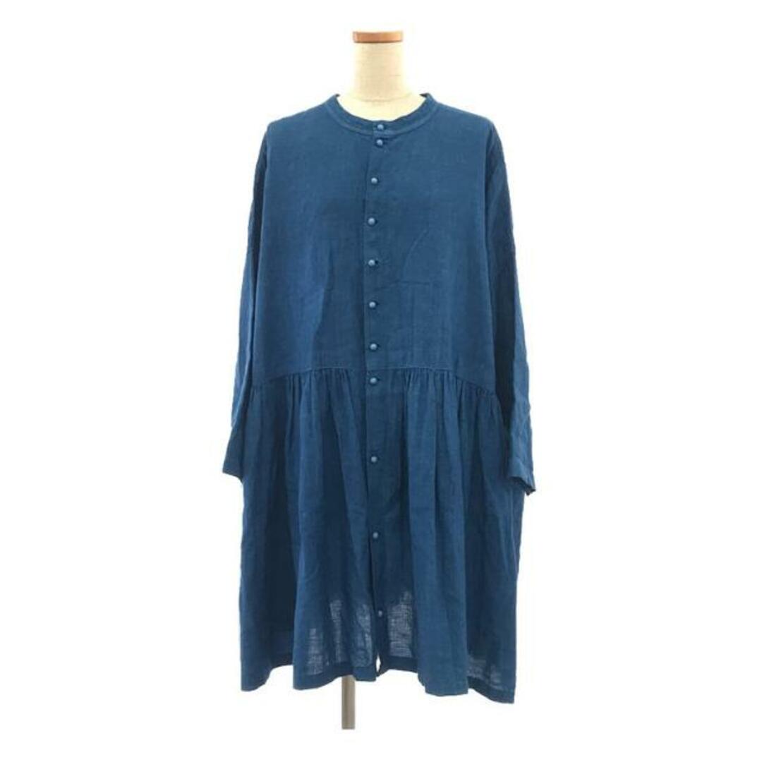 【美品】  nest robe / ネストローブ | 2023SS | 【UpcycleLino】インディゴ染め リネン チュニックワンピース | F | ブルー | レディース