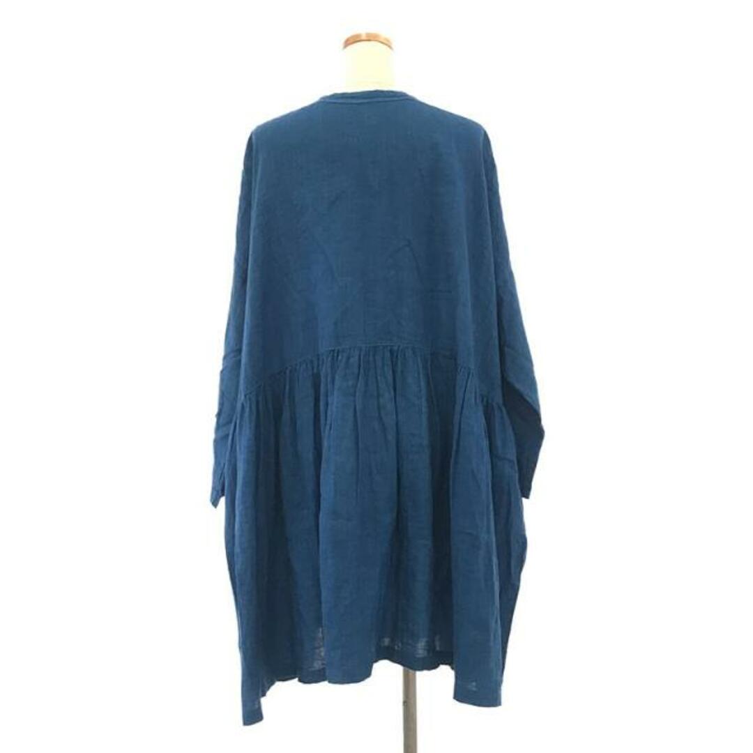 nest Robe(ネストローブ)の【美品】  nest robe / ネストローブ | 2023SS | 【UpcycleLino】インディゴ染め リネン チュニックワンピース | F | ブルー | レディース レディースのトップス(チュニック)の商品写真