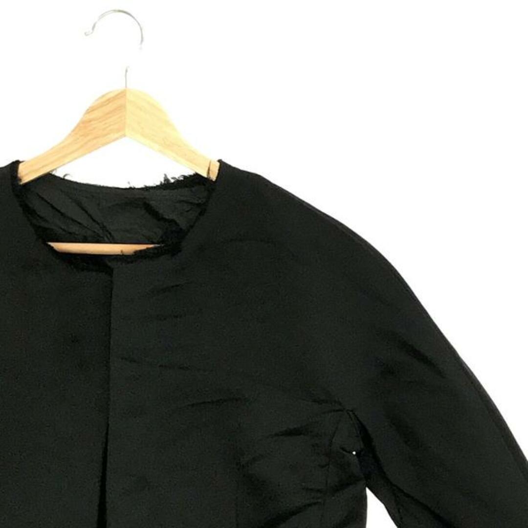 【美品】  COMME des GARCONS / コムデギャルソン | 2021SS	 / AD2020 | DISSONANCE / 不協和音 ポリ縮絨 断ち切り レイヤード ノーカラージャケット | S | ブラック | レディースレディース