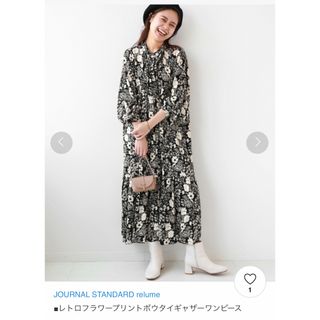 ジャーナルスタンダードレリューム(JOURNAL STANDARD relume)のジャーナルスタンダードレリューム レトロフラワープリントボウタイギャザーワンピ(ロングワンピース/マキシワンピース)