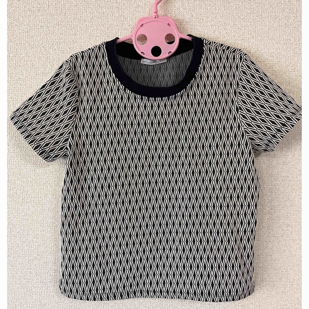 ZARA(ザラ)のZARA モノクロダイヤ柄Tシャツ ツートーン  Uネック ザラ レディースのトップス(Tシャツ(半袖/袖なし))の商品写真