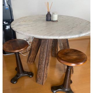 journal standard Furniture - 希少！大理石と線路の枕木のダイニングテーブル