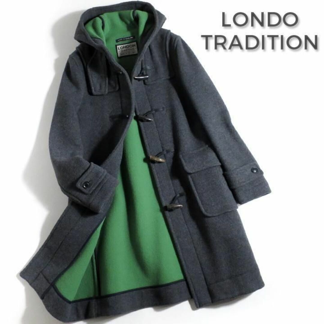 539*美品 ロンドントラディション カラー裏地 ロング ダッフルコート.-