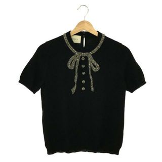 グッチ(Gucci)の【美品】  GUCCI / グッチ | ラウンドネック リボン ニット | S | ブラック | レディース(ニット/セーター)