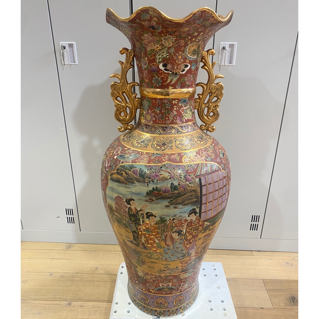 大壺 花瓶 壺 花入 金彩色絵 金彩 飾り物 置物 骨董品 コレクション-