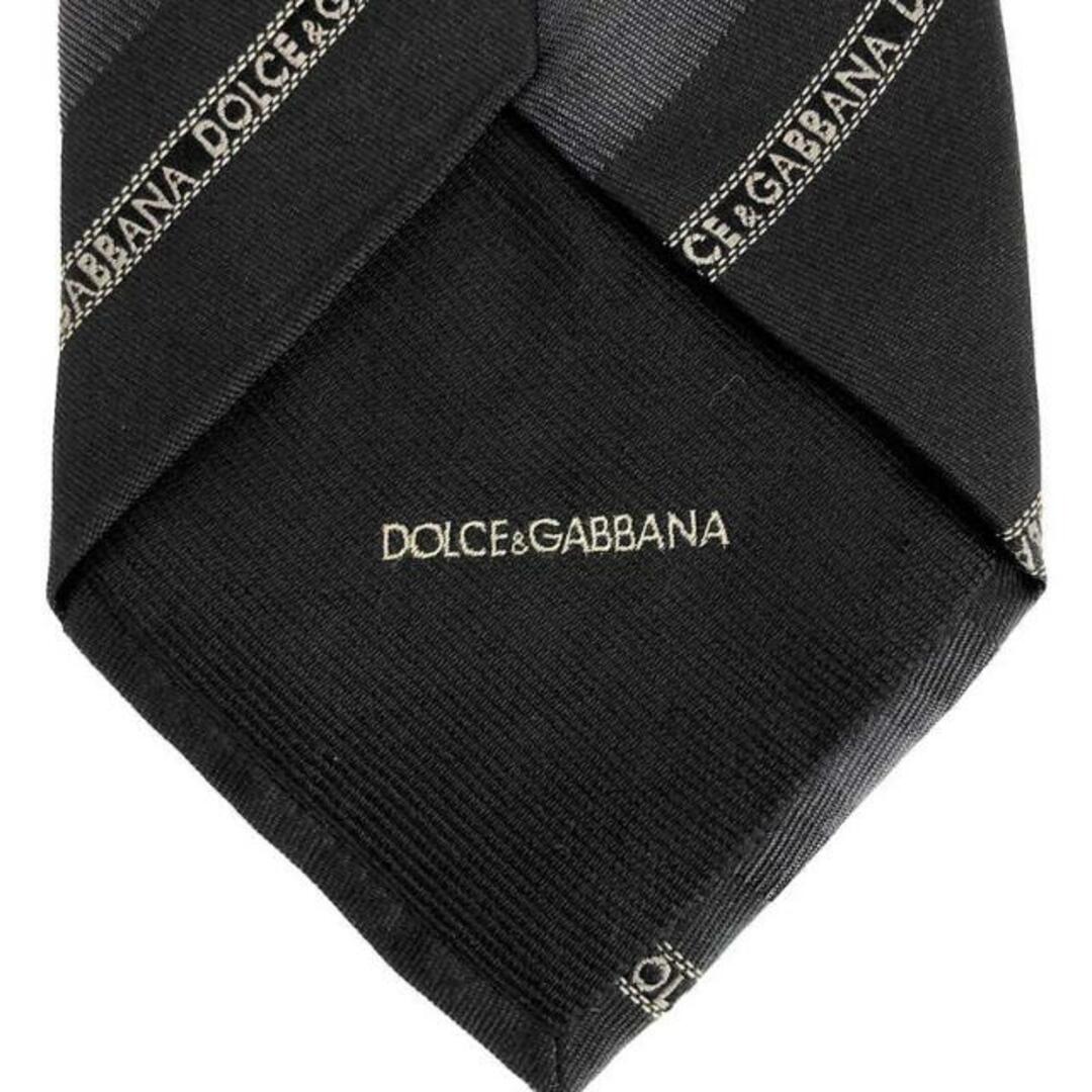 D&G(ディーアンドジー)のD&G DOLCE&GABBANA / ディーアンドジー | silk 100% シルク ストライプ ロゴ ネクタイ | ー | ブラック メンズのファッション小物(ネクタイ)の商品写真