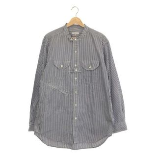 エンジニアードガーメンツ(Engineered Garments)の【美品】  Engineered Garments / エンジニアドガーメンツ | Banded Collar Shirt - Medium Stripe Broadcloth / バンドカラー ストライプ ロングシャツ | M | Blue/White | メンズ(Tシャツ/カットソー(七分/長袖))