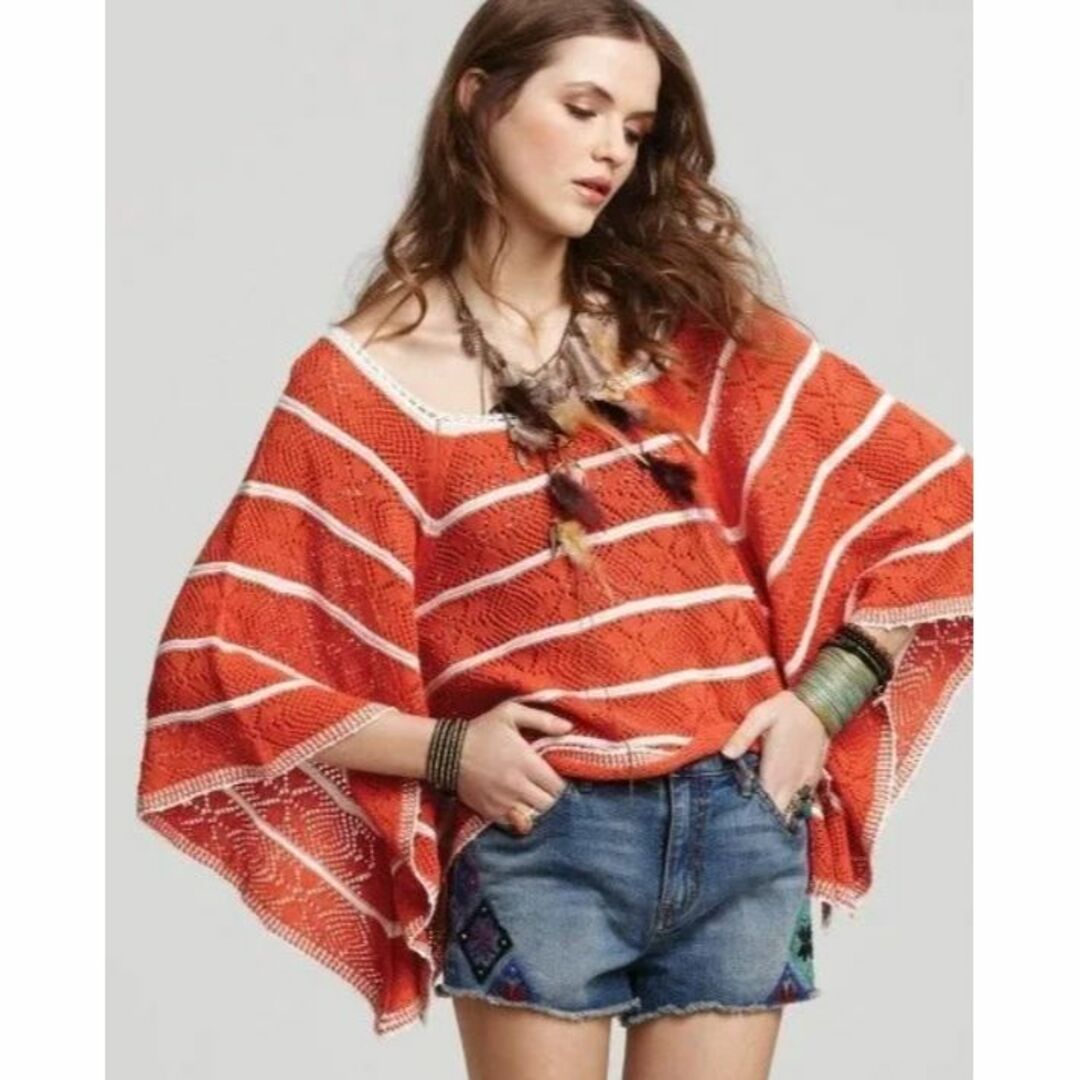 FreePeople フリーピープル クロシェ ポンチョ風 ニット セーター