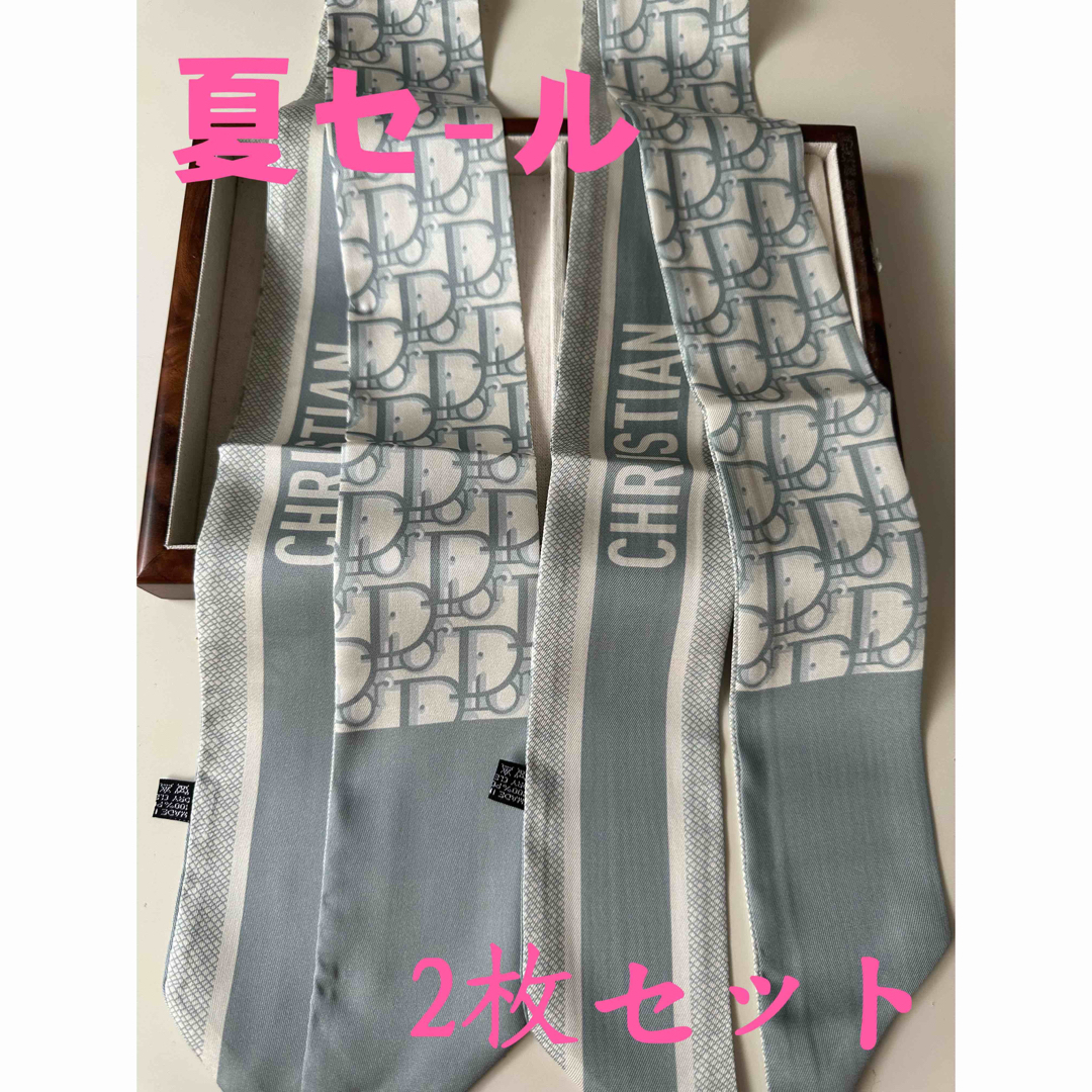 新作 二枚セット　スカーフ リボンスカーフ リボンタイ bagリボン  レディースのファッション小物(バンダナ/スカーフ)の商品写真