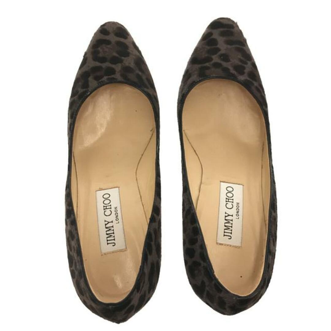 【美品】 JIMMY CHOO / ジミーチュウ | 247 ALLURE レオパード柄 ハラコ ヒールパンプス | 37 1/2 | グレー |  レディース