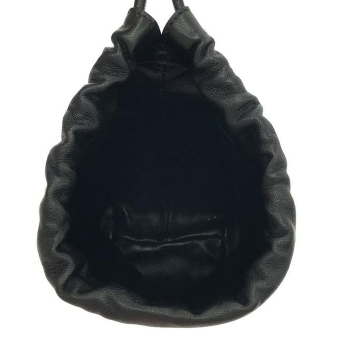 【美品】 JIL SANDER / ジルサンダー | DUMPLING POUCH / ドローストリング レザー切替 キャンバス 巾着 ポーチ バッグ  | ー | ブラック | レディース