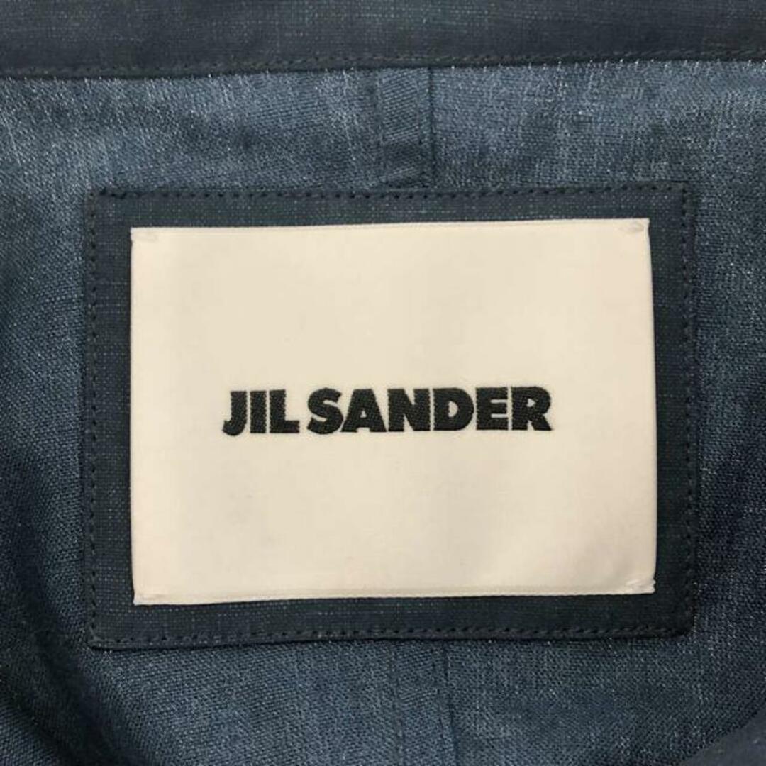 Jil Sander(ジルサンダー)のJIL SANDER / ジルサンダー | リネン バンドカラーシャツ | 36 | ネイビー | レディース レディースのトップス(シャツ/ブラウス(半袖/袖なし))の商品写真