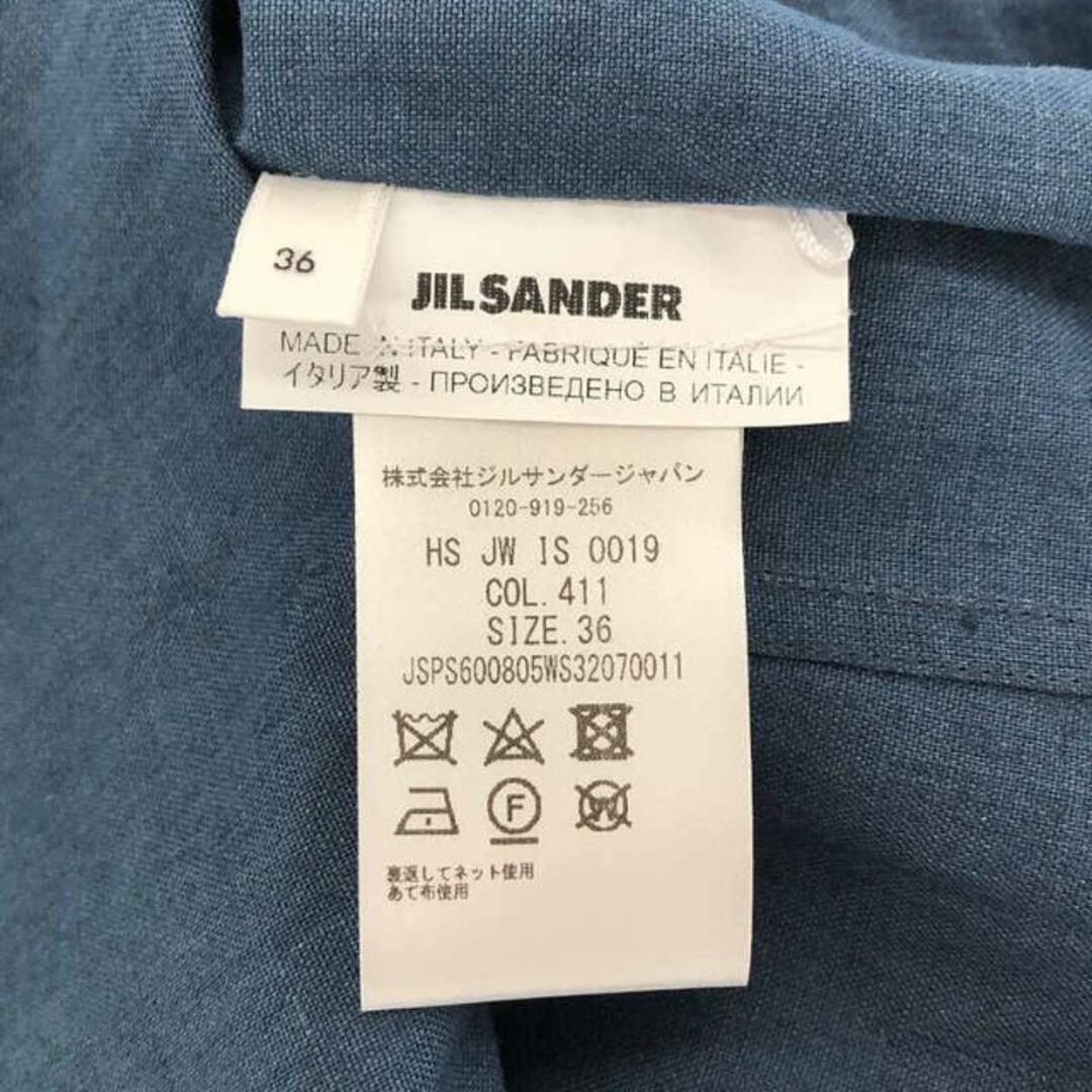Jil Sander(ジルサンダー)のJIL SANDER / ジルサンダー | リネン バンドカラーシャツ | 36 | ネイビー | レディース レディースのトップス(シャツ/ブラウス(半袖/袖なし))の商品写真