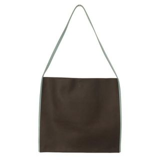 ジルサンダー(Jil Sander)の【美品】  JIL SANDER / ジルサンダー | border leather tote / ボーダー オールレザー スクエア ショルダーバッグ | ー | ダークブラウン/ブルー | レディース(ショルダーバッグ)