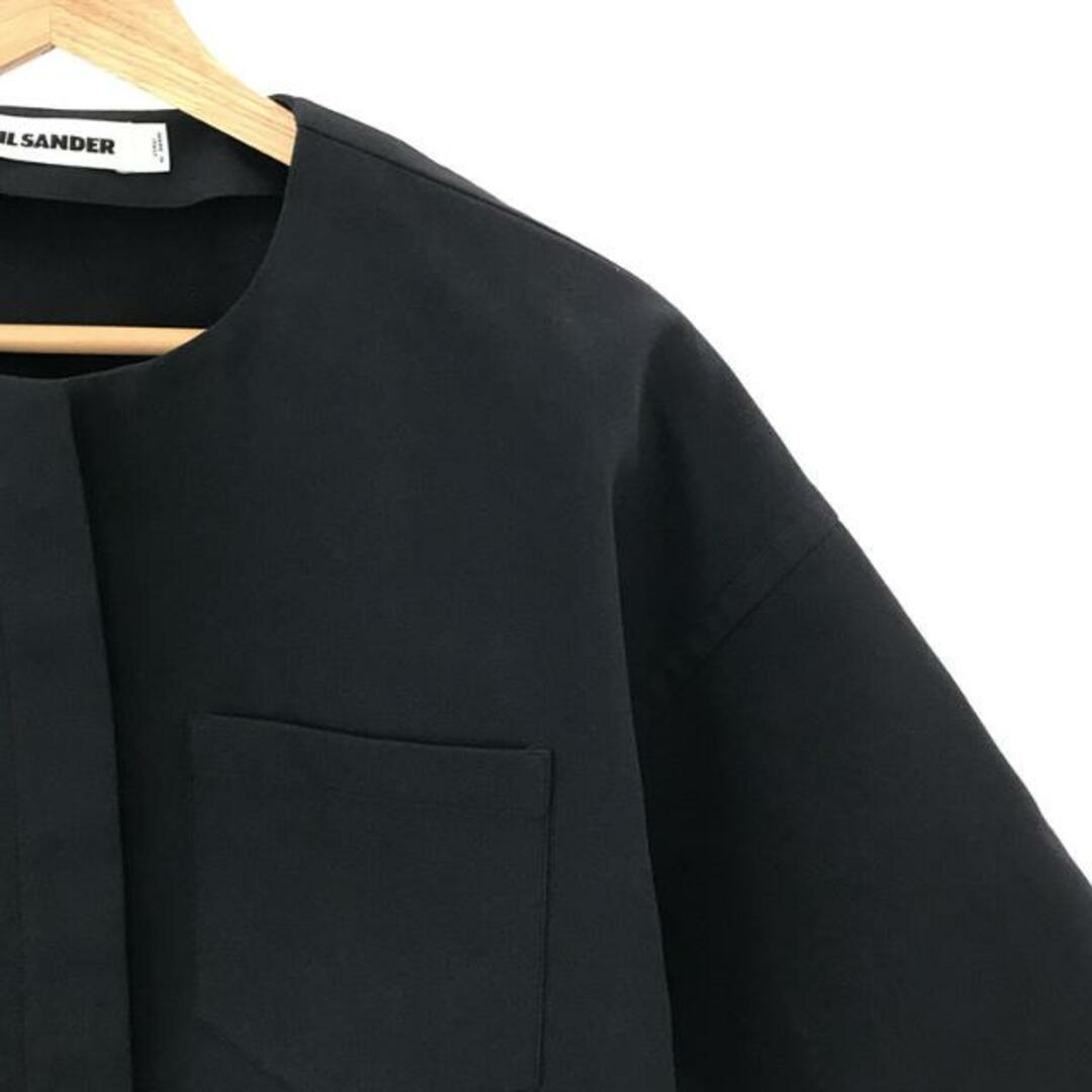 【美品】 JIL SANDER / ジルサンダー | コットン ノーカラー ショートスリーブ ジャケット | 36 | ネイビー | レディース