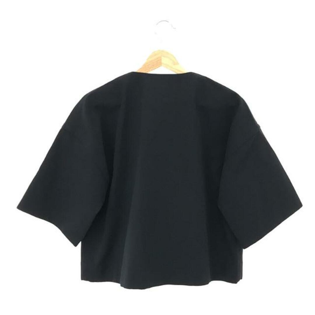 【美品】 JIL SANDER / ジルサンダー | コットン ノーカラー ショートスリーブ ジャケット | 36 | ネイビー | レディース